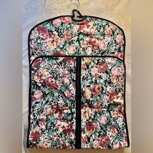 Vintage 1990s garment bag Floral Design zipper doubles into tote black LIKE NEW